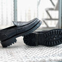 Jack Penny Loafers Black Shrunken Bison