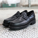 Jack Penny Loafers Black Shrunken Bison