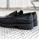 Jack Penny Loafers Black Shrunken Bison