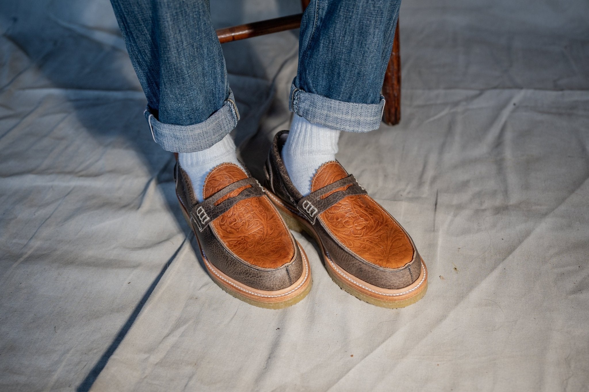 Jack Penny Loafers Western Floral Brown – Goodyear Welted with