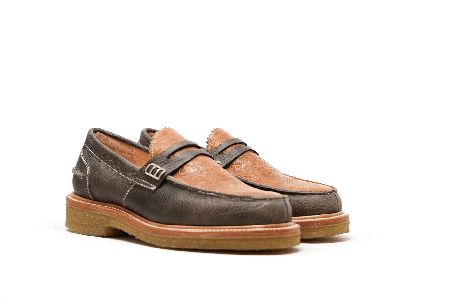 Jack Penny Loafers Western Floral Brown – Goodyear Welted with