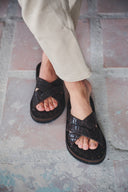 Leather Slides Cognac Bison - Unmarked