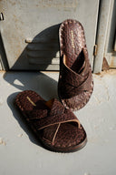 Leather Slides Cognac Bison - Unmarked