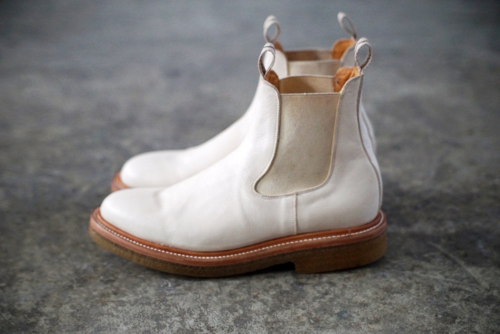 Chelsea Eco White Custom Made Handcrafted Leather Boots Unmarked