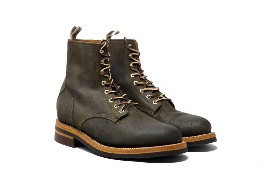 DB Hunter Waxed Suede Leather Olive - Unmarked