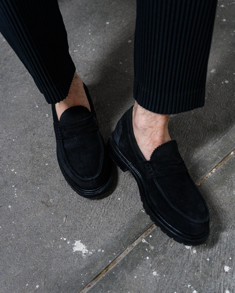 Jack Dress Penny Loafers Black Suede - Unmarked