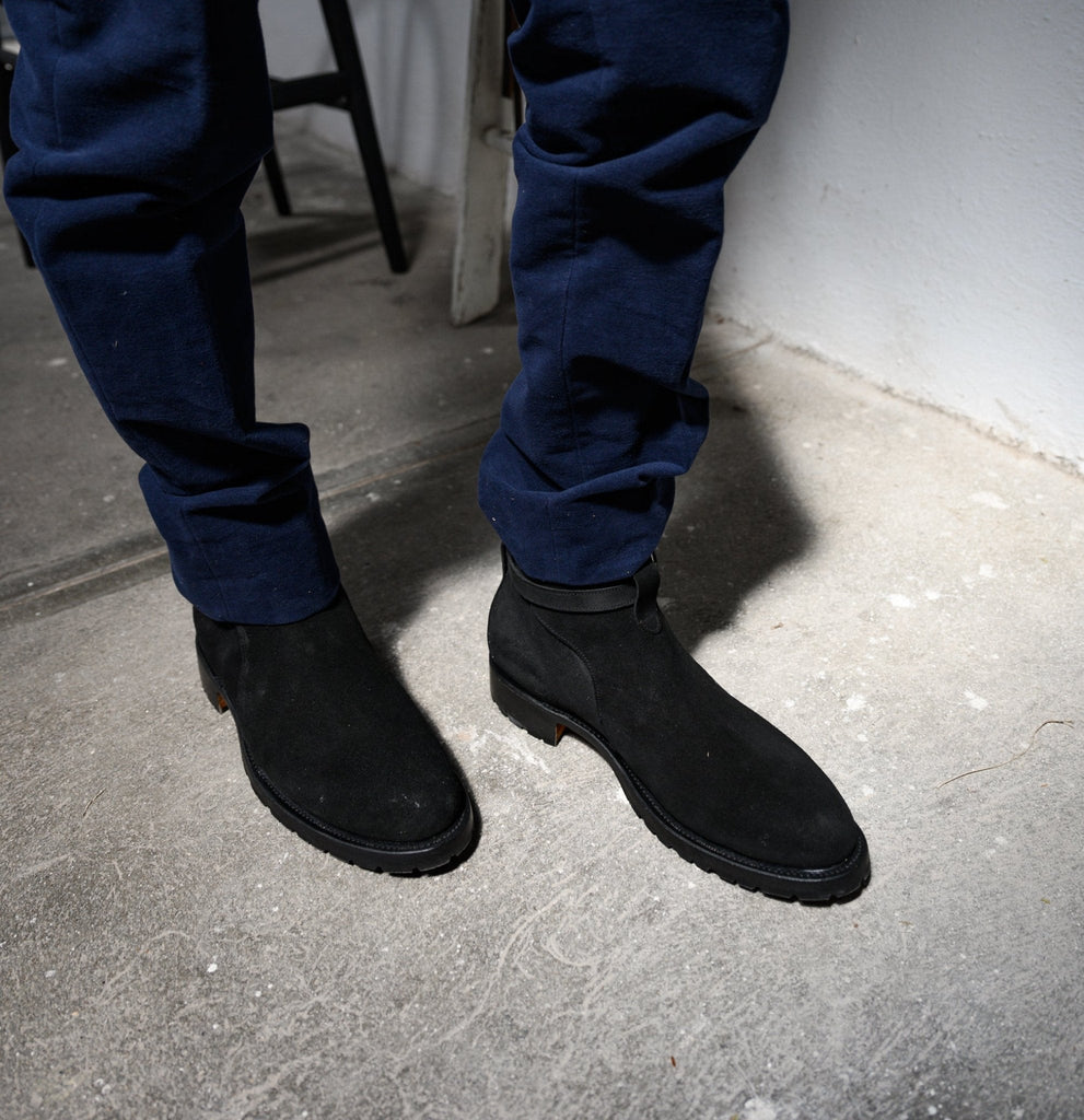 Handcrafted Mexican Leather Jodhpur Boots Black Suede Unmarked
