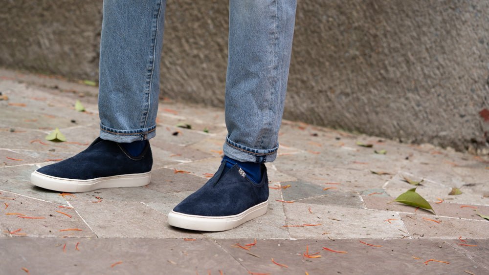 Handcrafted Leather Sneakers Moc 540D Calico Indigo Unmarked